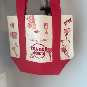 Red and White Valentine’s Day Trader Joe’s Mini Canvas Tote Bag